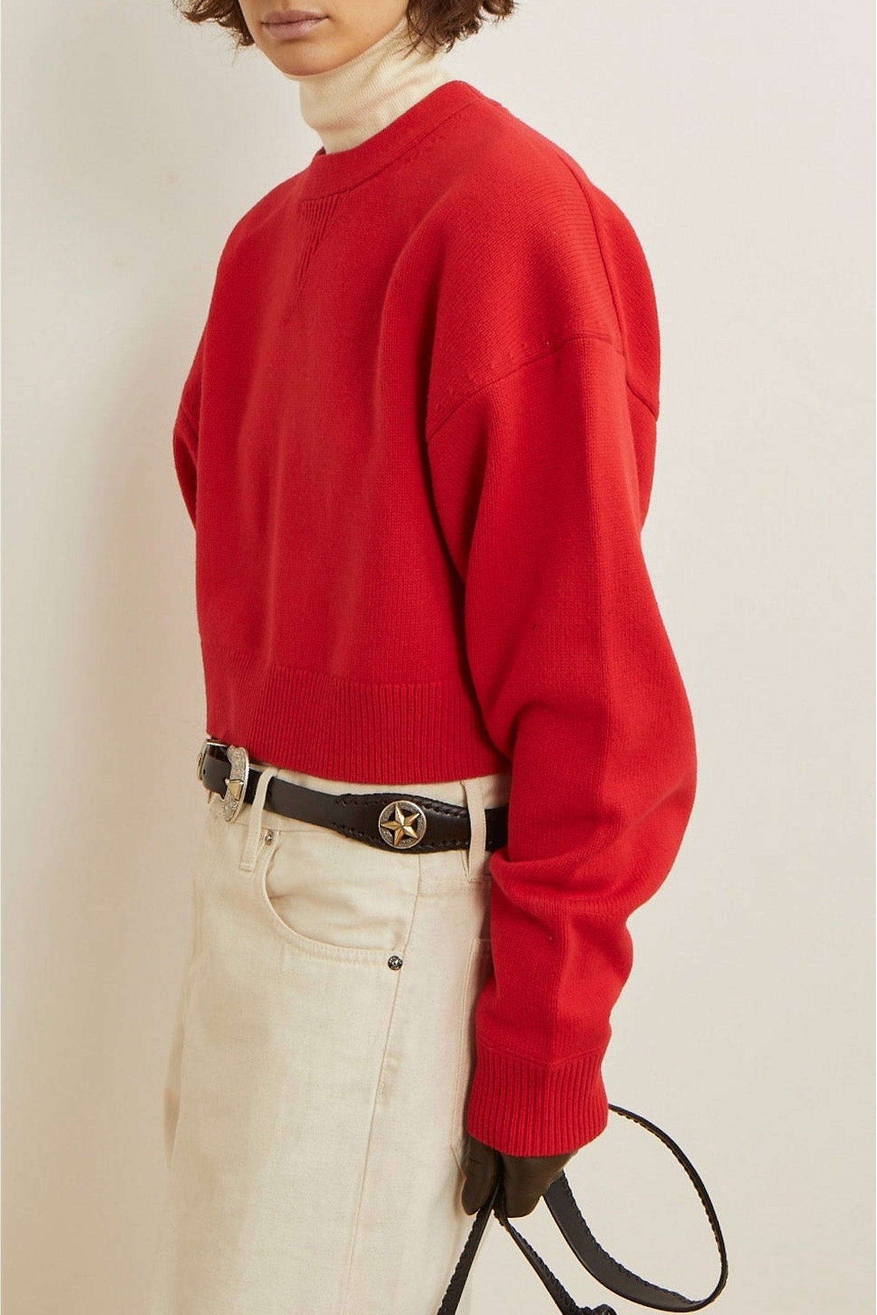 Pull Alexis coupe courte oversize en laine - Red