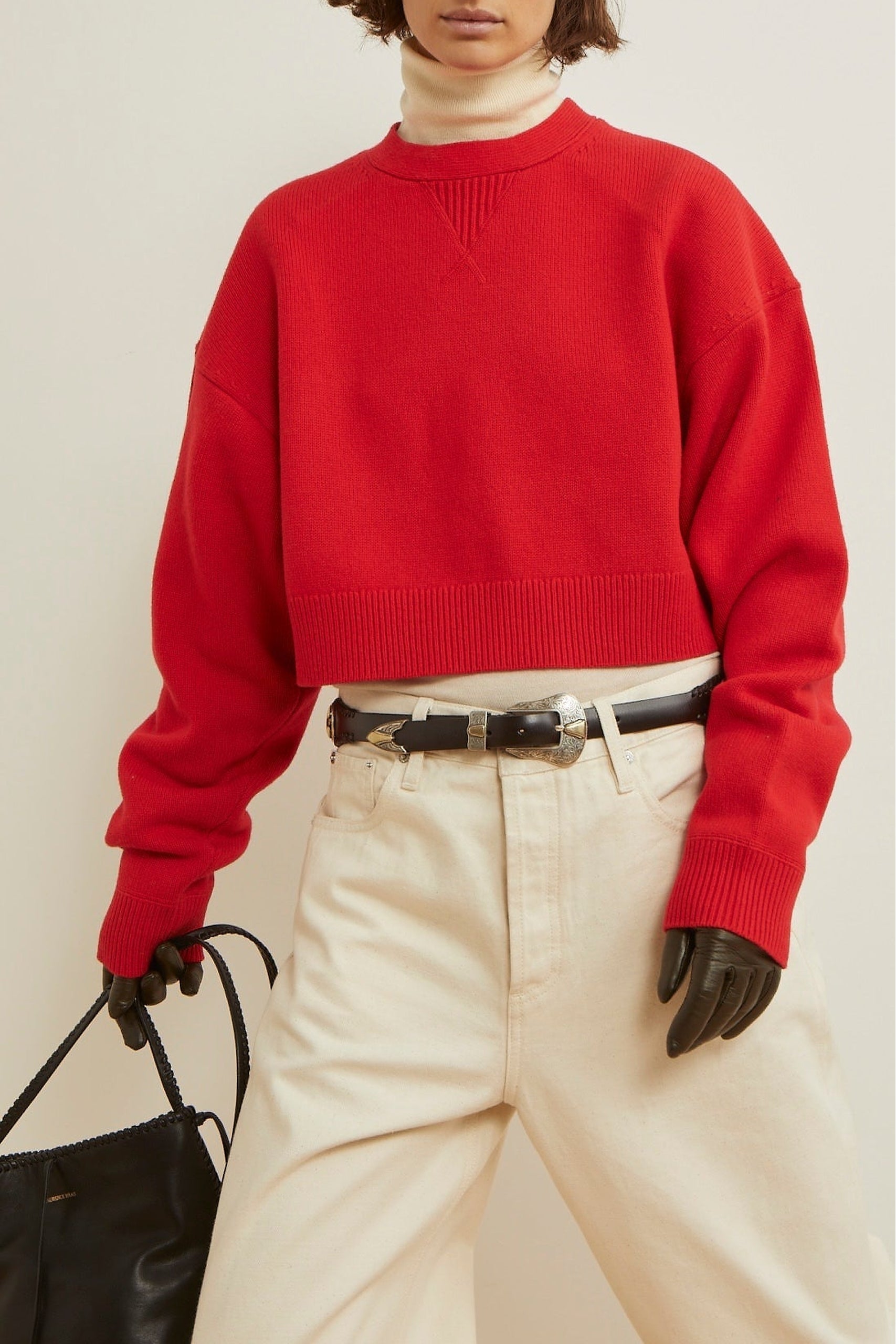 Pull Alexis coupe courte oversize en laine - Red