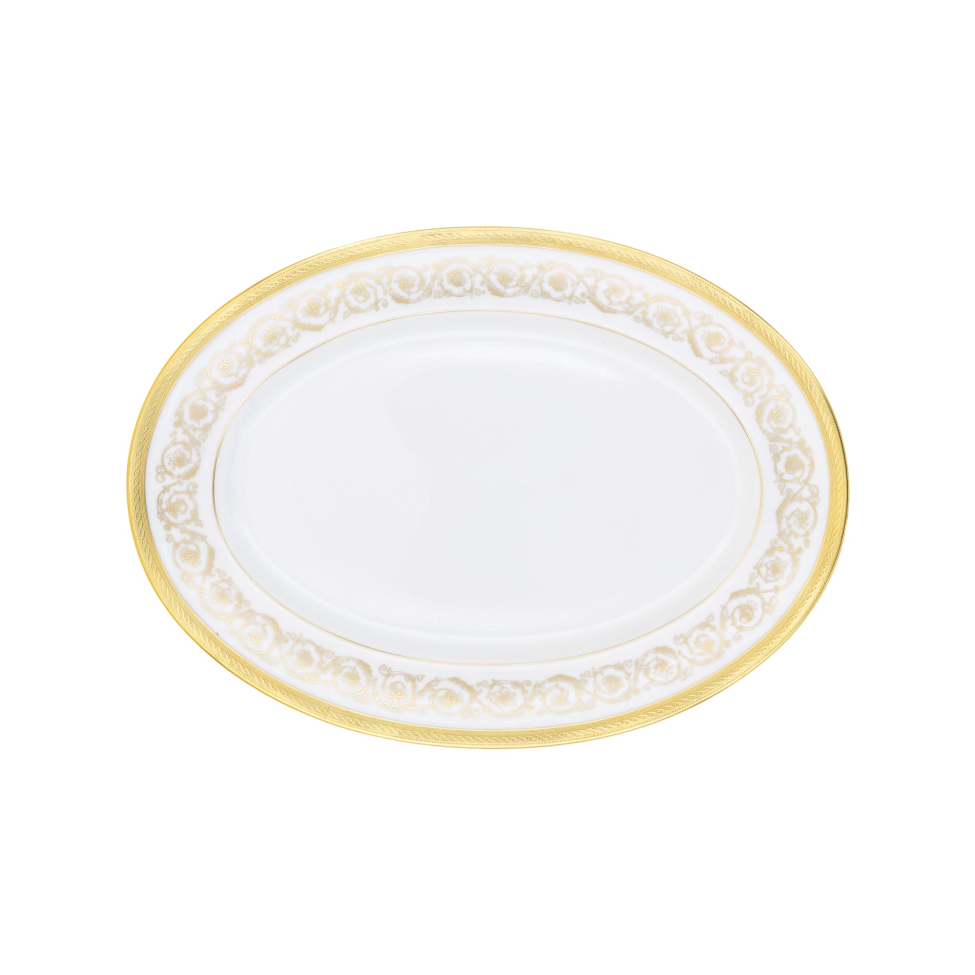 Plat ovale Ambassade en porcelaine - Or