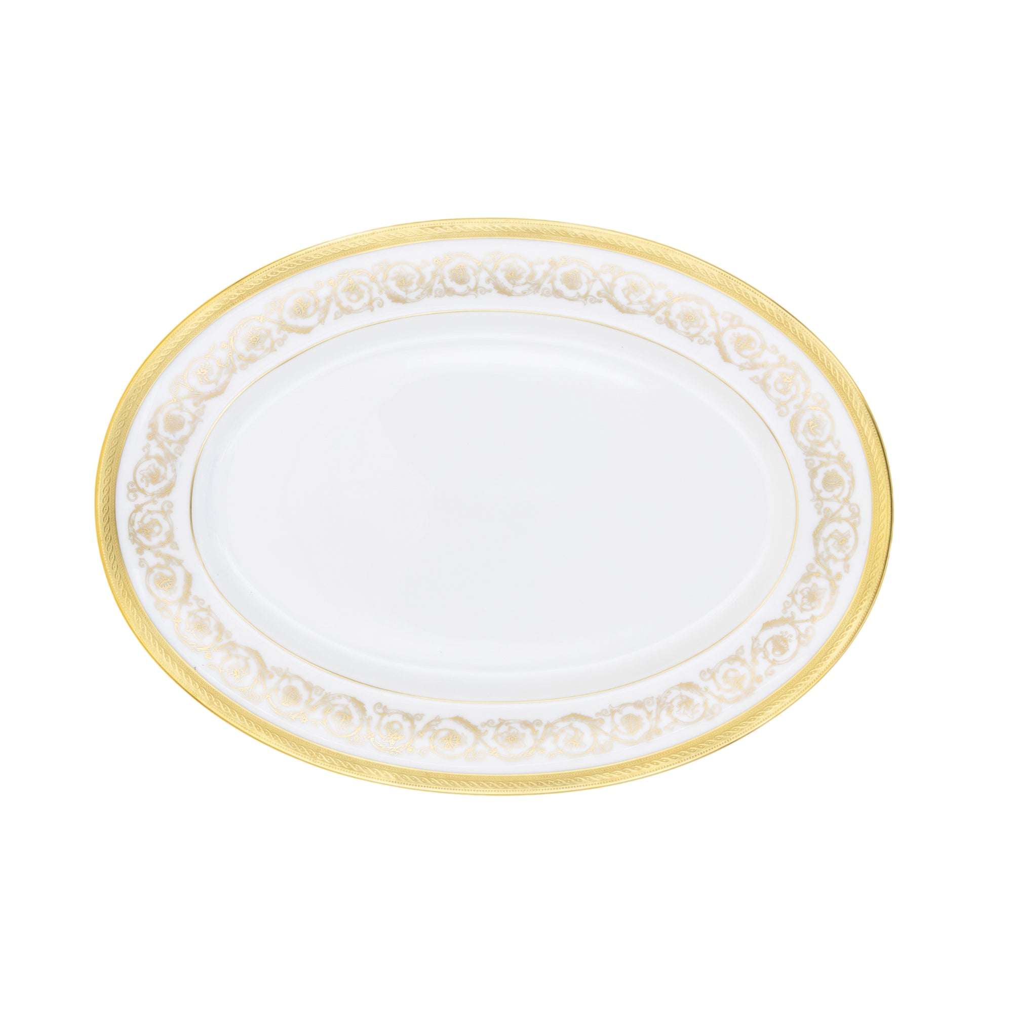 Plat ovale Ambassade en porcelaine - Or