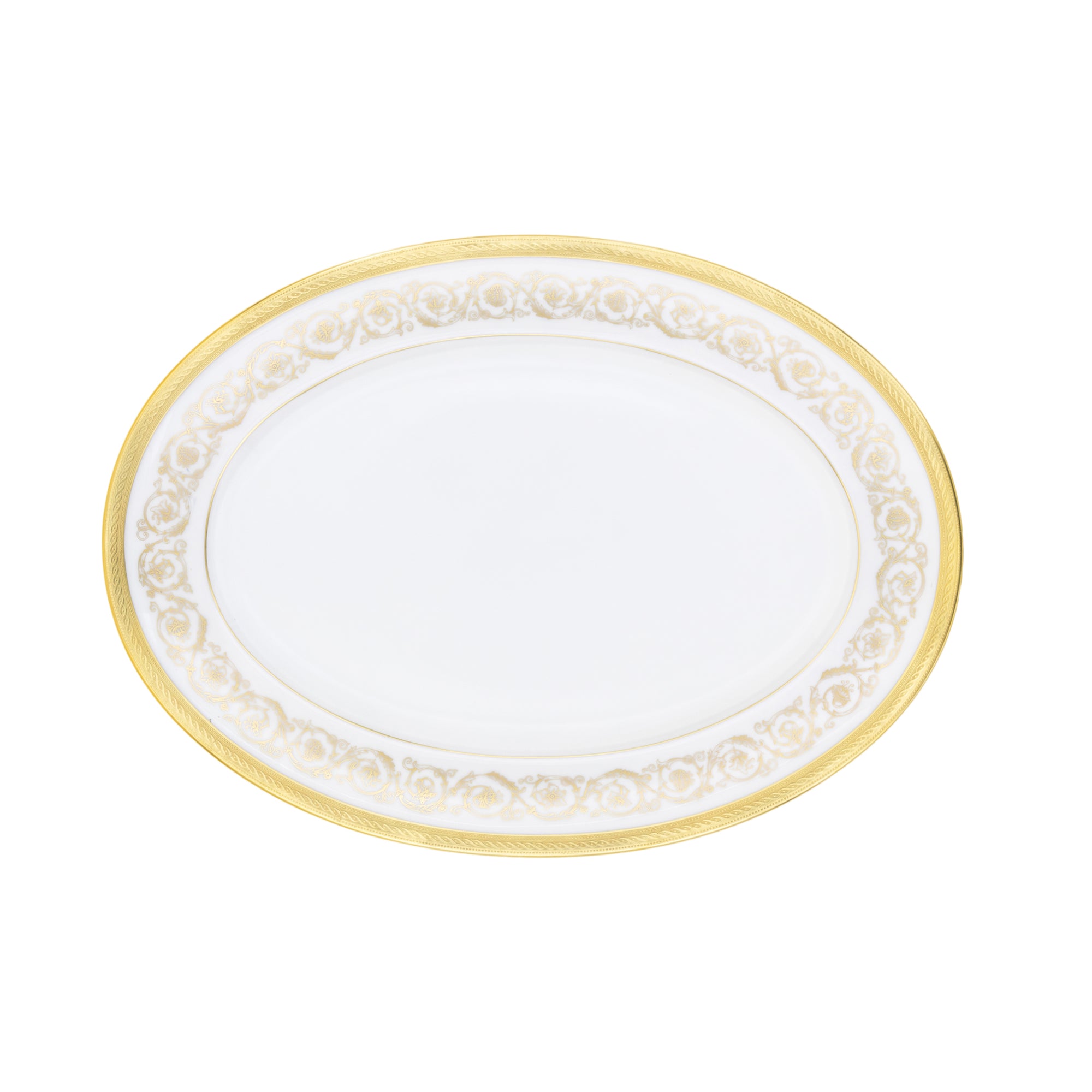 Plat ovale Ambassade en porcelaine - Or