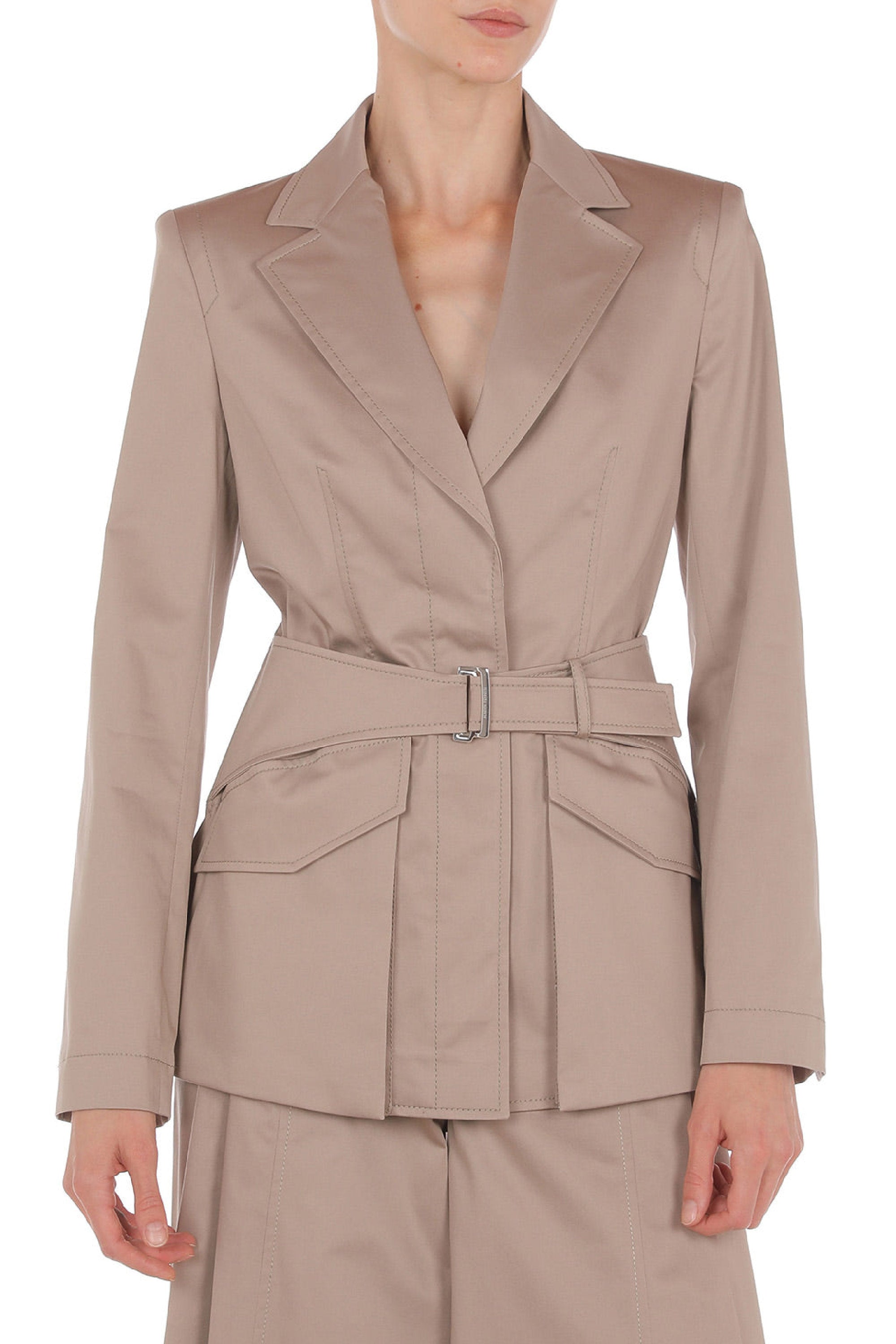 Veste en satin de coton extensible - Beige