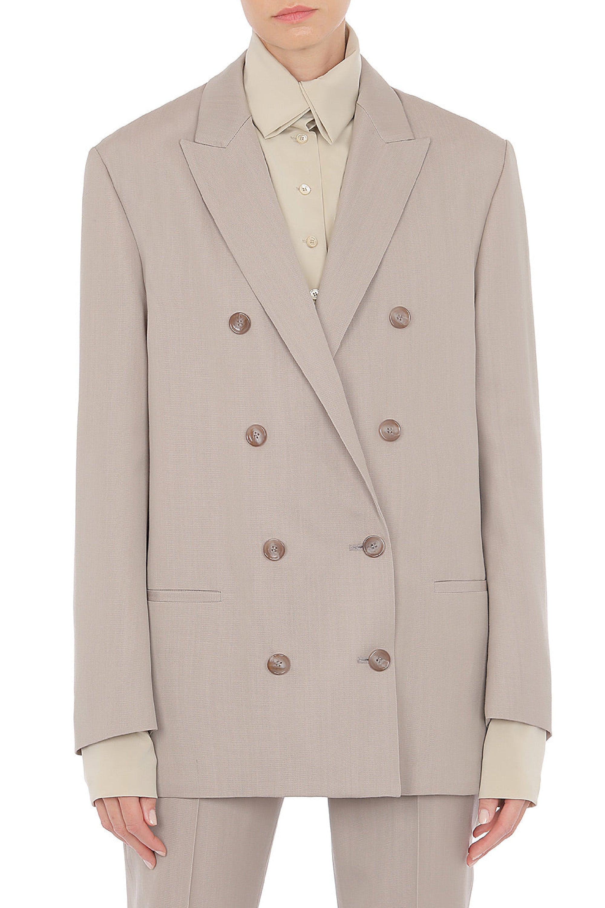 Veste tailleur croisée en laine - Pink