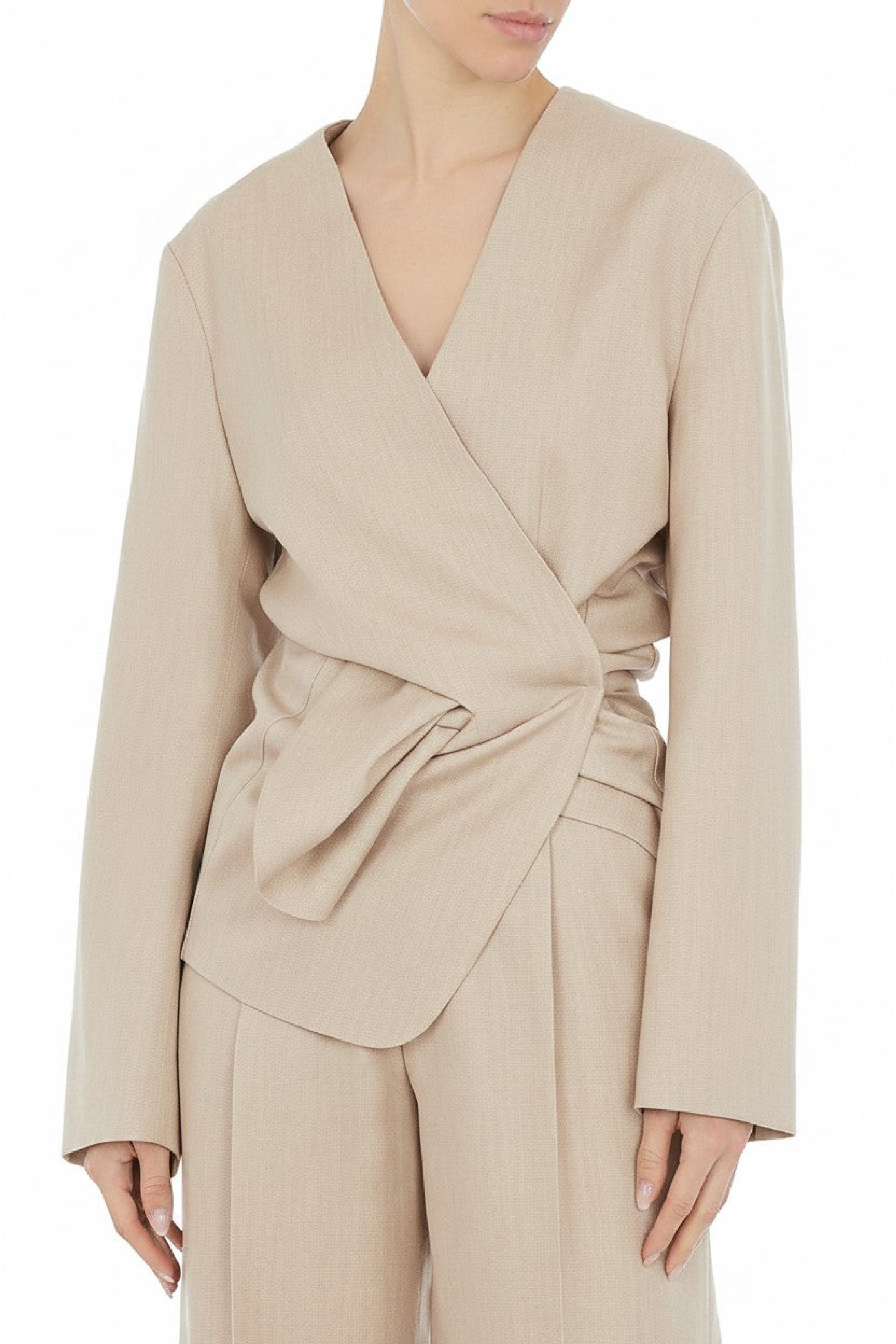 Veste de tailleur en laine nouée et scintillante - Pink