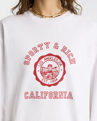 Sweatshirt California à col rond imprimé - White
