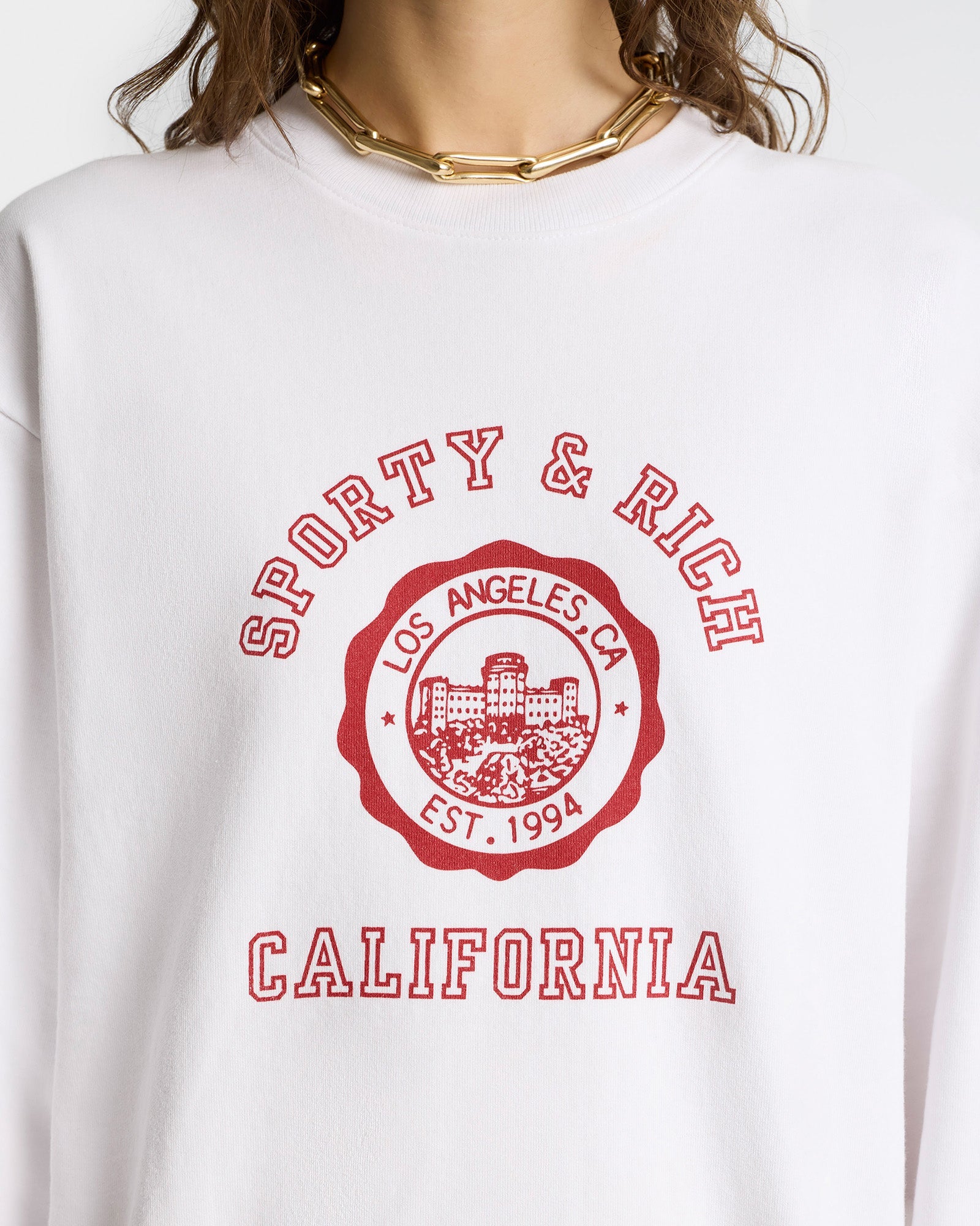 Sweatshirt California à col rond imprimé - White