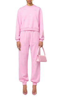 Bow sweatshirt with rhinestones - Pink