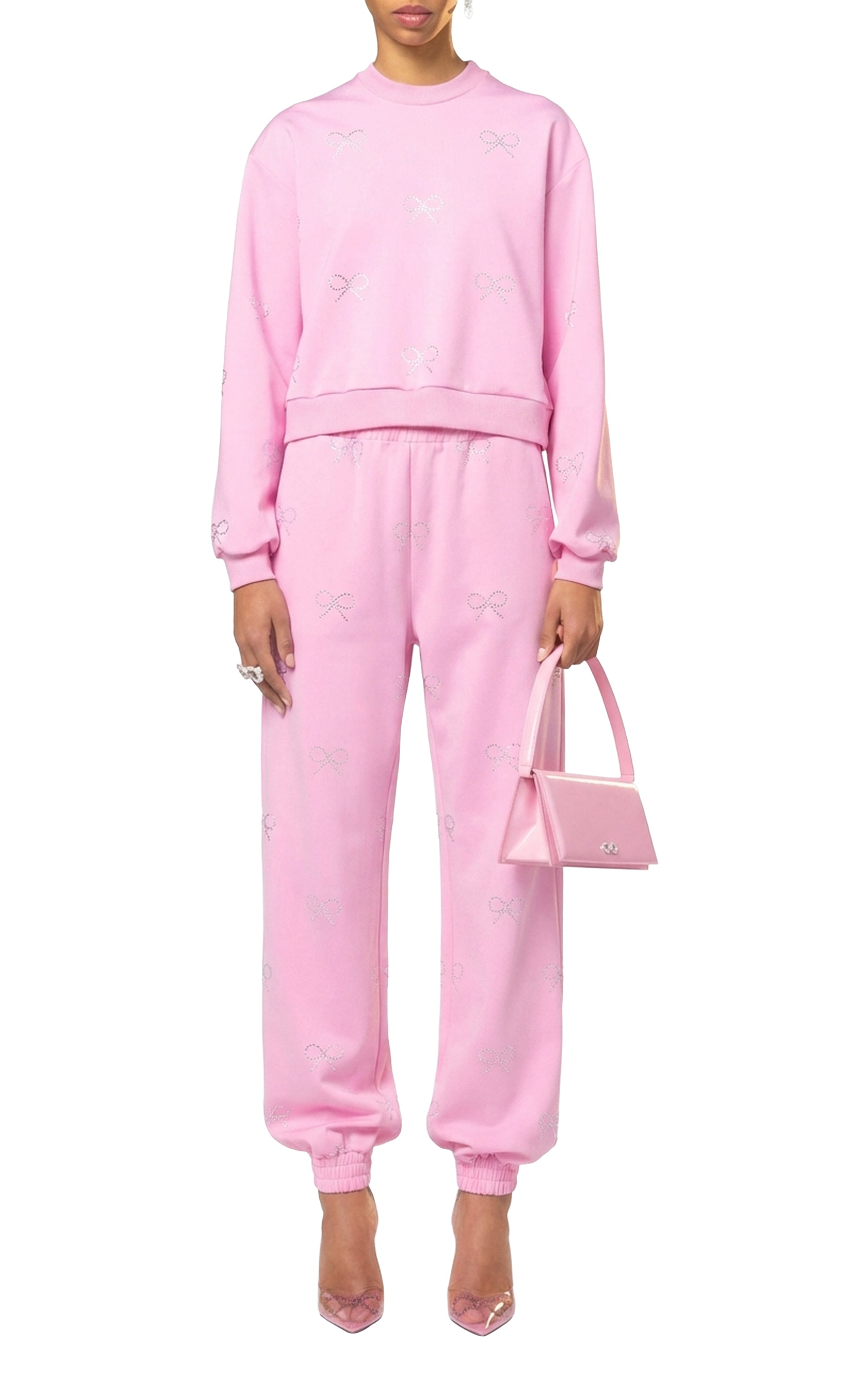 Bow sweatshirt with rhinestones - Pink