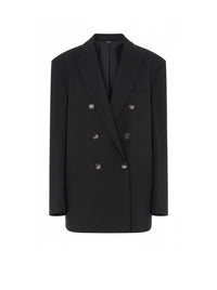 Blazer à double boutonnage en laine mélangée - Grey