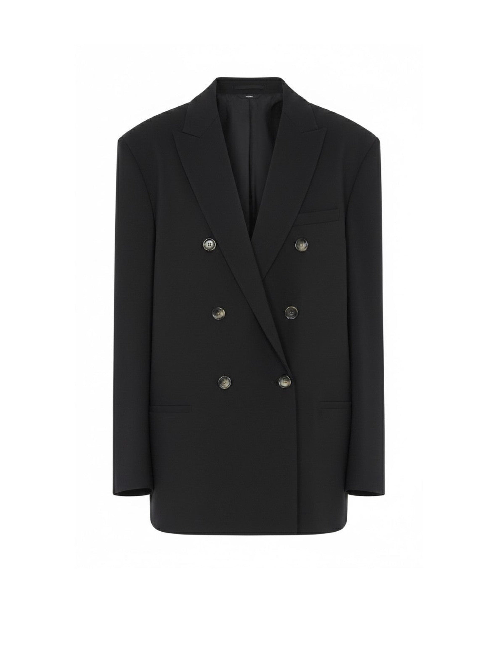 Blazer à double boutonnage en laine mélangée - Grey