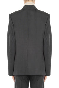 Veste tailleur à boutonnage simple en laine mélangée - Grey