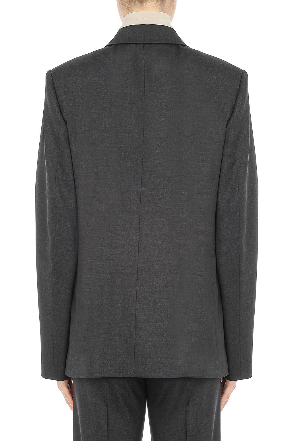 Veste tailleur à boutonnage simple en laine mélangée - Grey