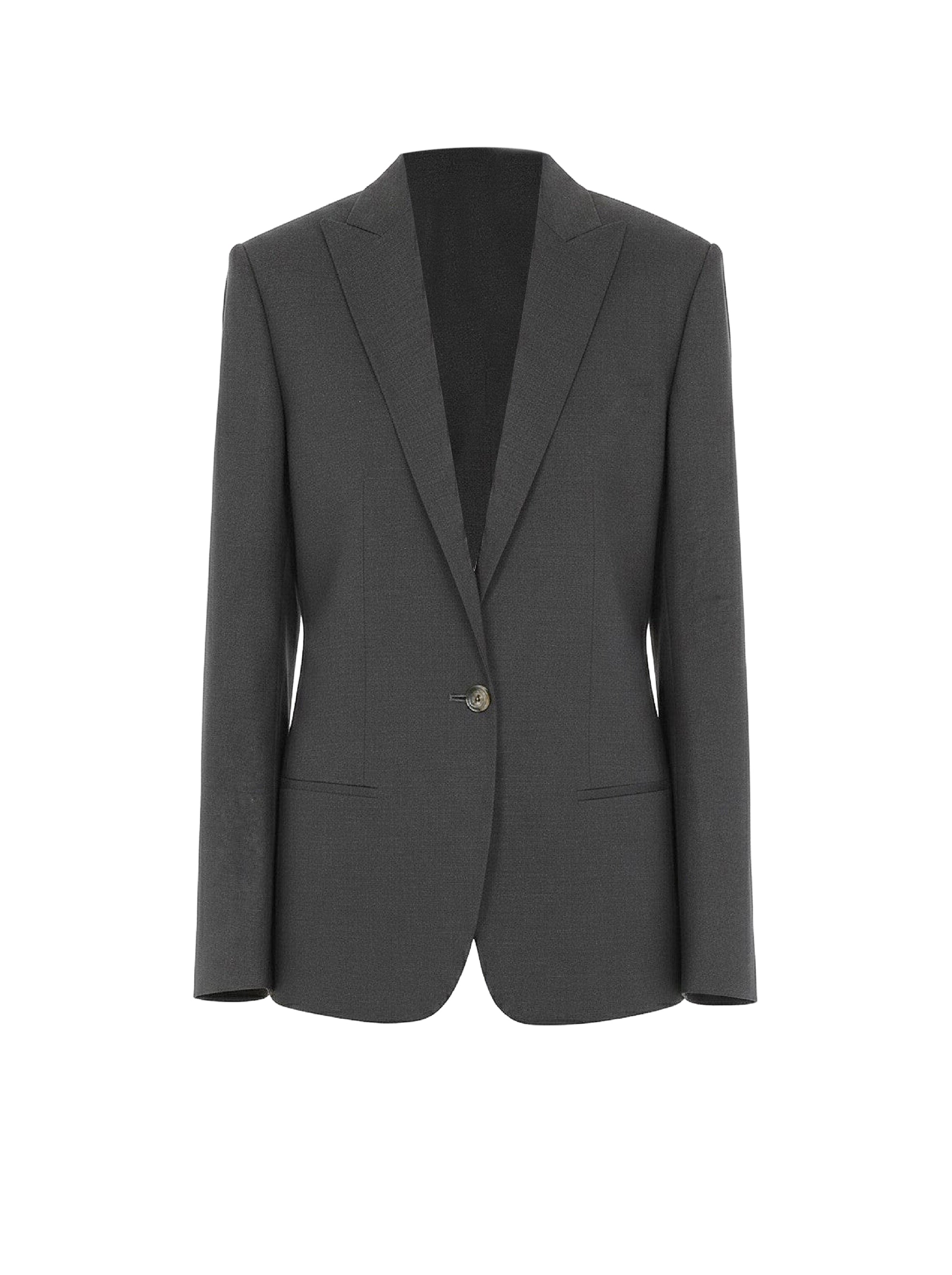 Veste tailleur à boutonnage simple en laine mélangée - Grey