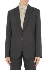 Veste tailleur à boutonnage simple en laine mélangée - Grey