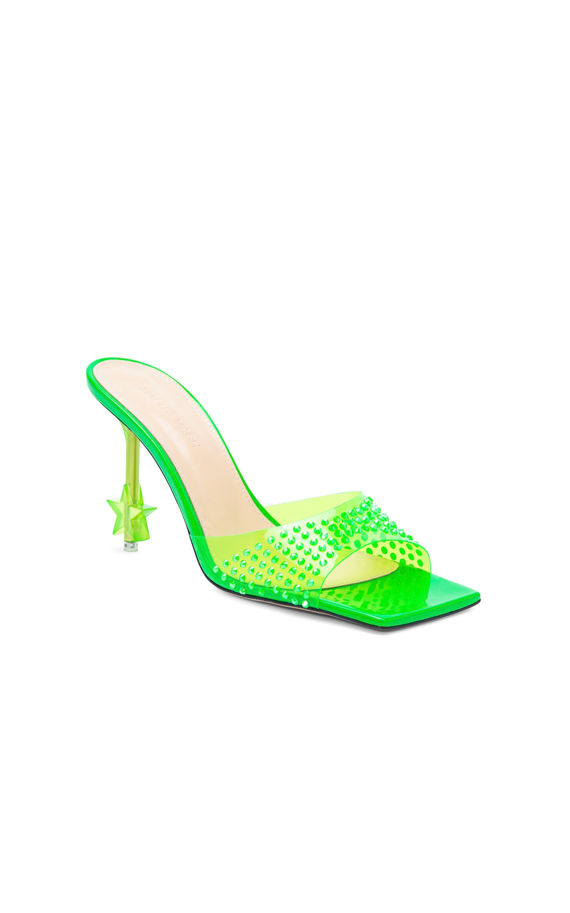 Star 95 mules with rhinestone heels - Fluo Green