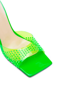 Star 95 mules with rhinestone heels - Fluo Green