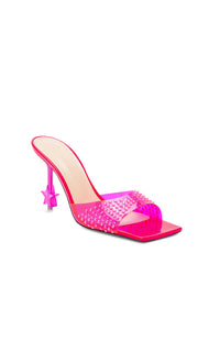Star 95 mules with rhinestone heels - Fluo Pink