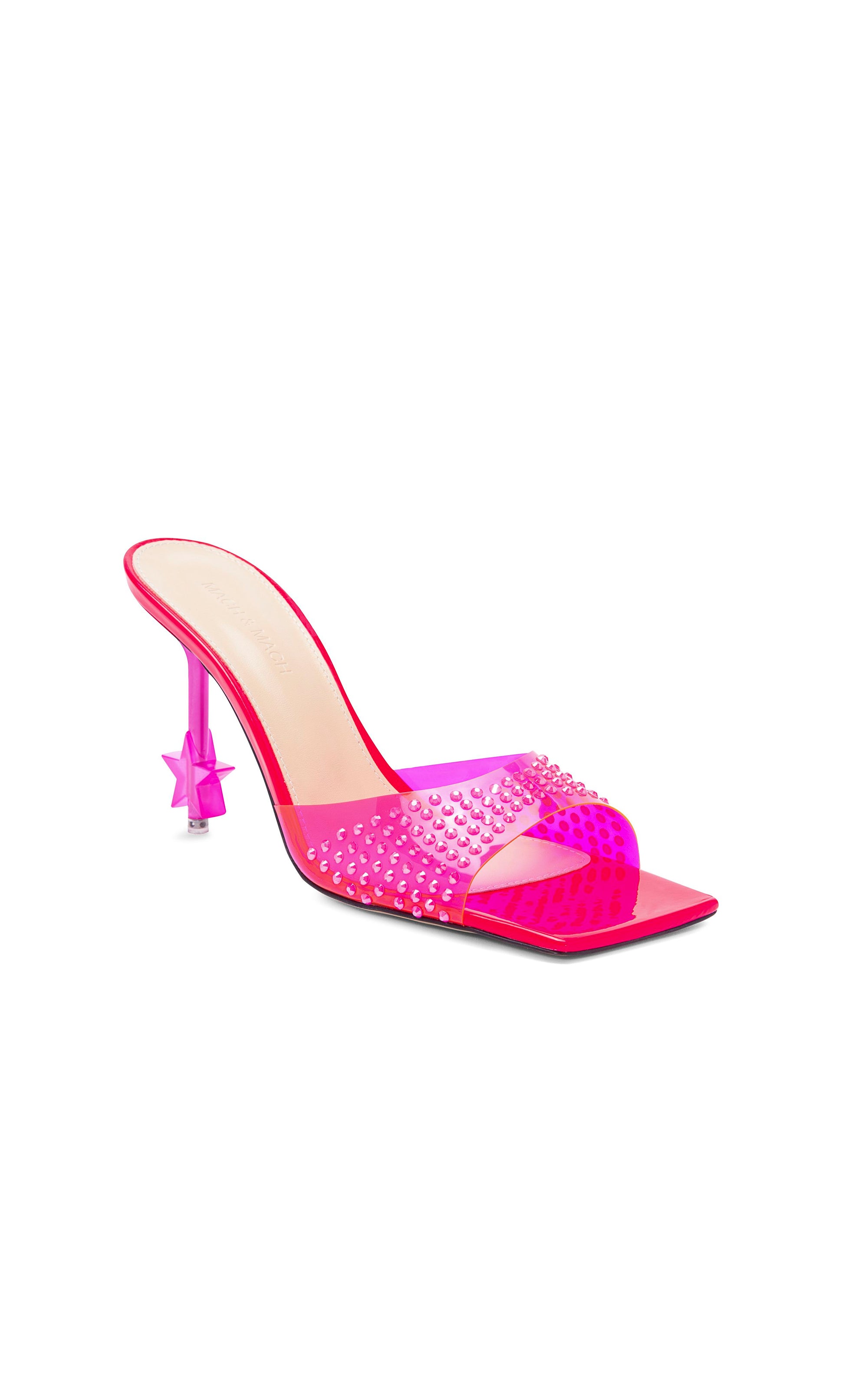 Star 95 mules with rhinestone heels - Fluo Pink