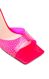 Star 95 mules with rhinestone heels - Fluo Pink