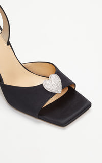 Heart 95 silk slingback with rhinestones - Black