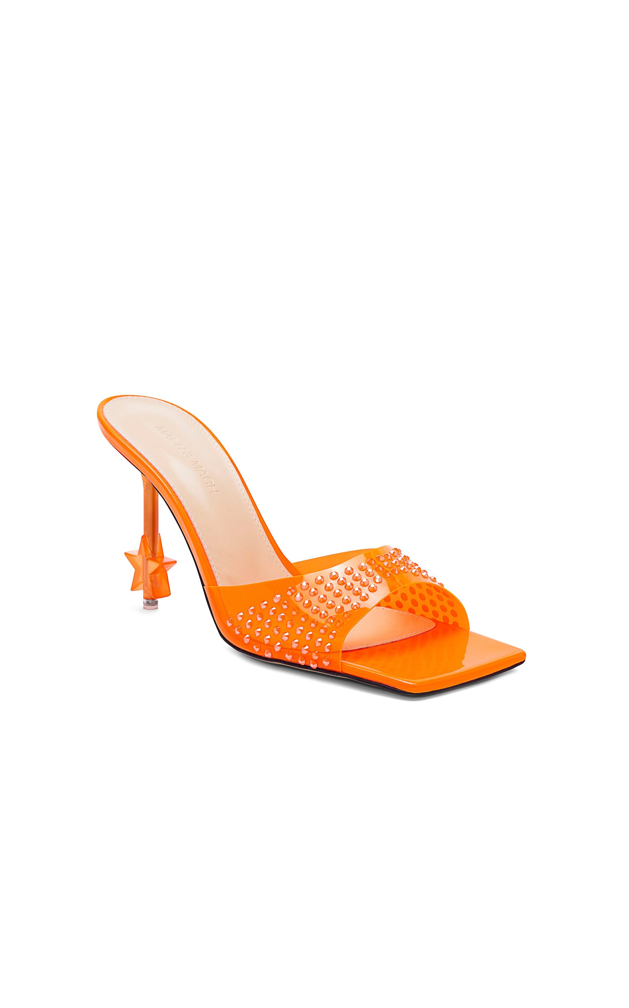 Mules à talon Star 95 ornées de strass - Orange