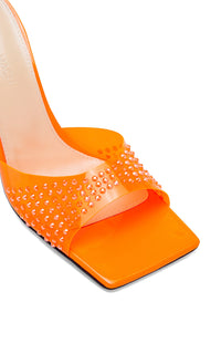 Mules à talon Star 95 ornées de strass - Orange