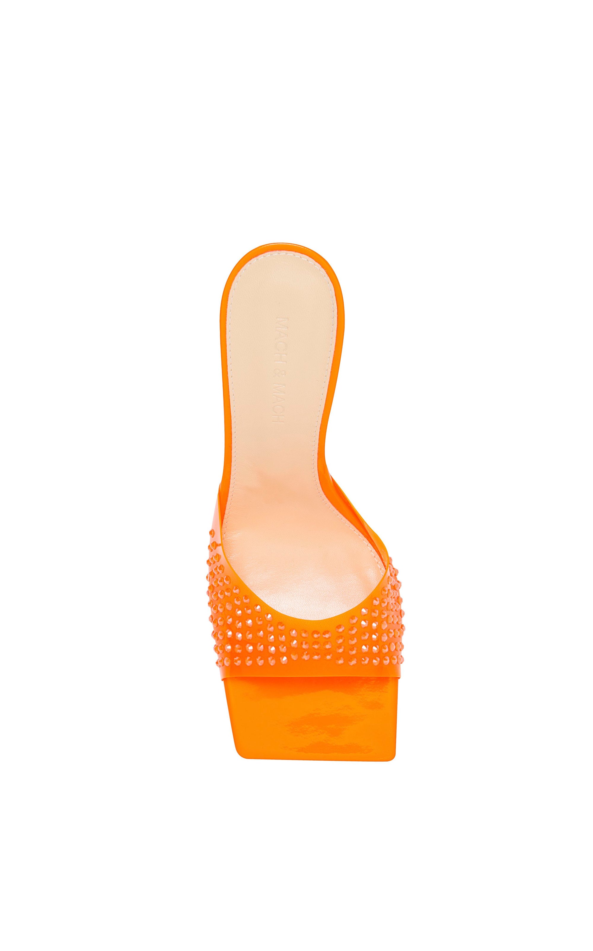 Mules à talon Star 95 ornées de strass - Orange