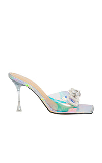 Double Bow 95 rhinestone mules - Iridescent