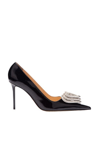 Escarpins Triple Heart 110 en cuir verni & strass - Black