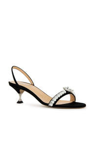 Elizabeth 55 Slingback with rhinestones and pearls - Black