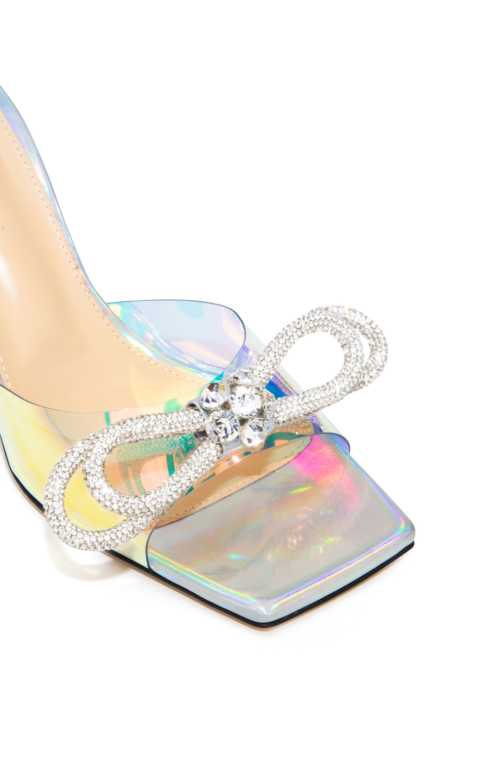 Double Bow 95 rhinestone mules - Iridescent