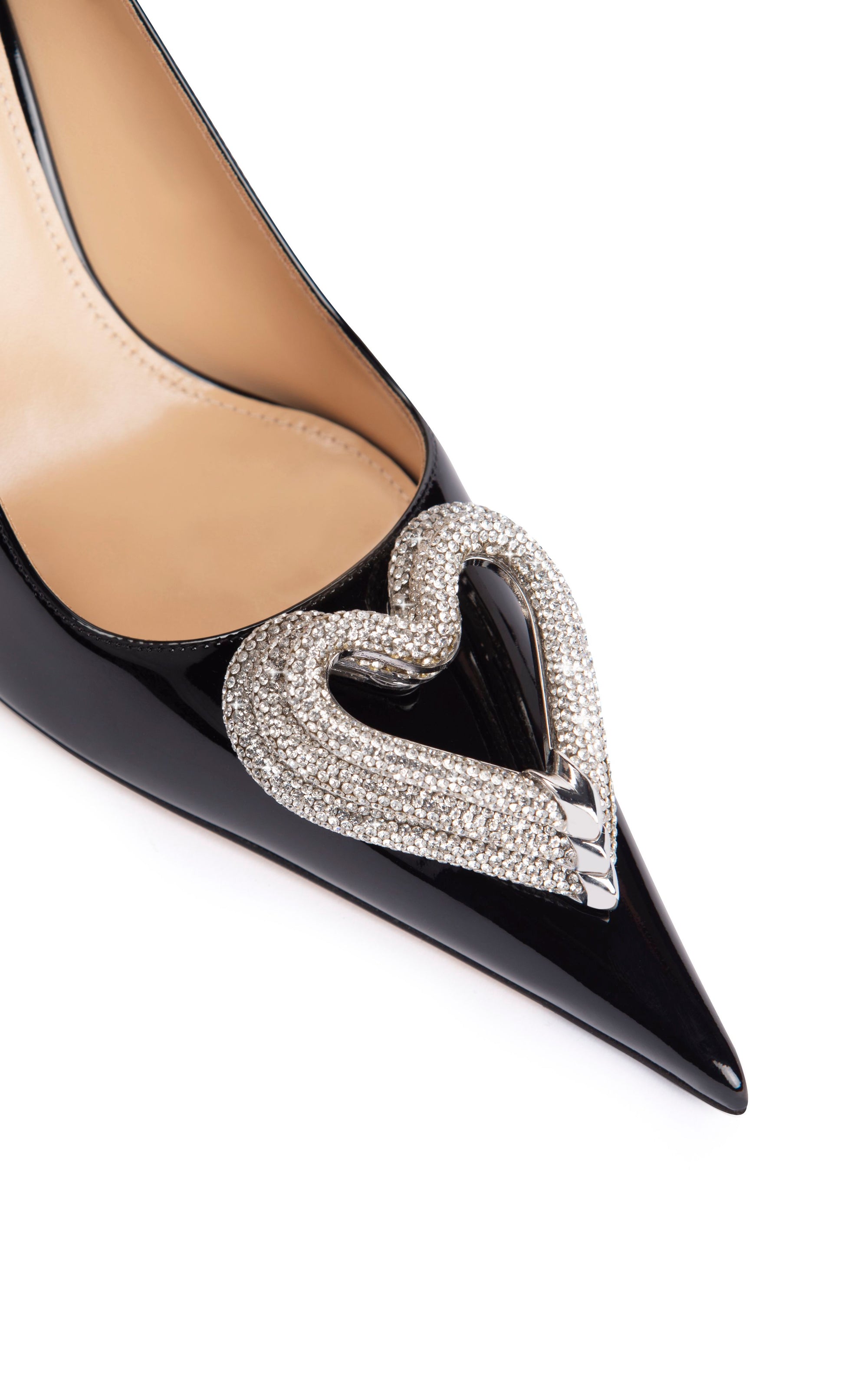 Escarpins Triple Heart 110 en cuir verni & strass - Black