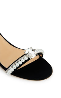 Elizabeth 55 Slingback with rhinestones and pearls - Black