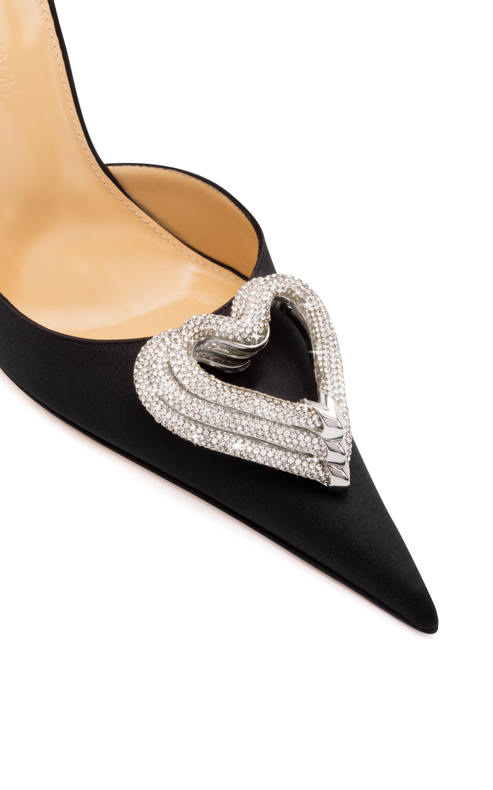 Slingback Triple Heart 110 en soie & strass - Black