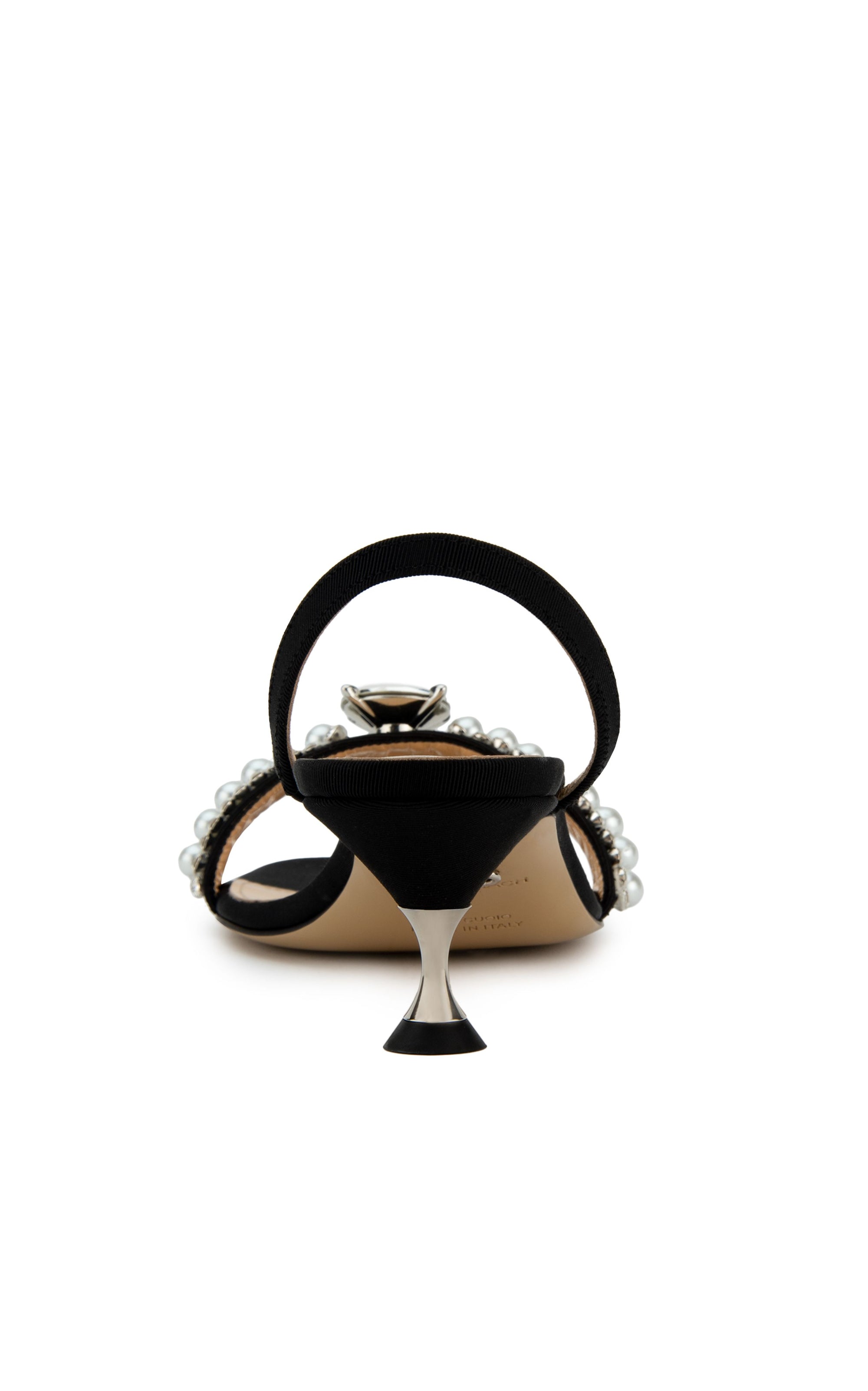 Elizabeth 55 Slingback with rhinestones and pearls - Black