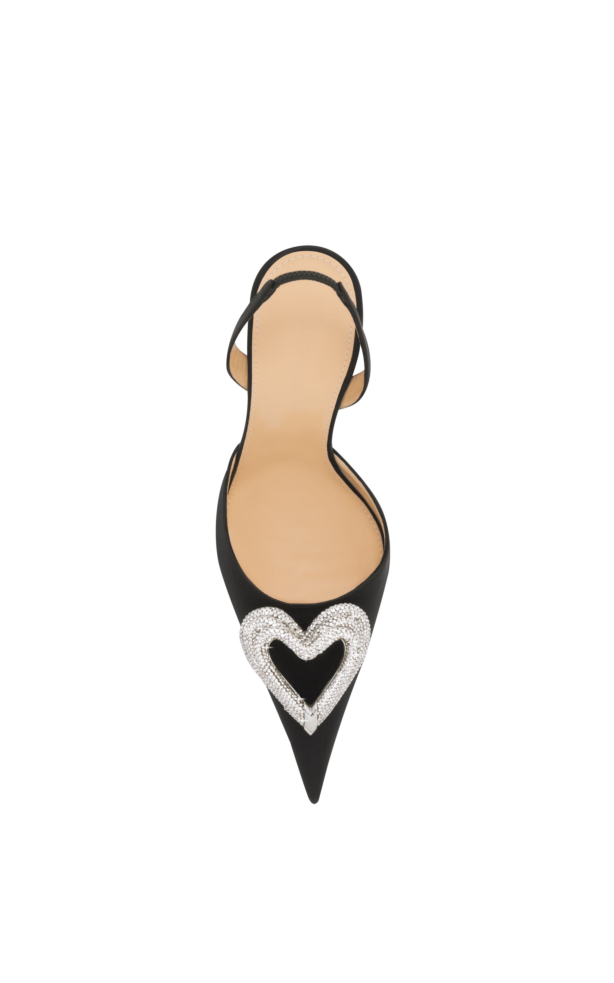 Slingback Triple Heart 110 en soie & strass - Black