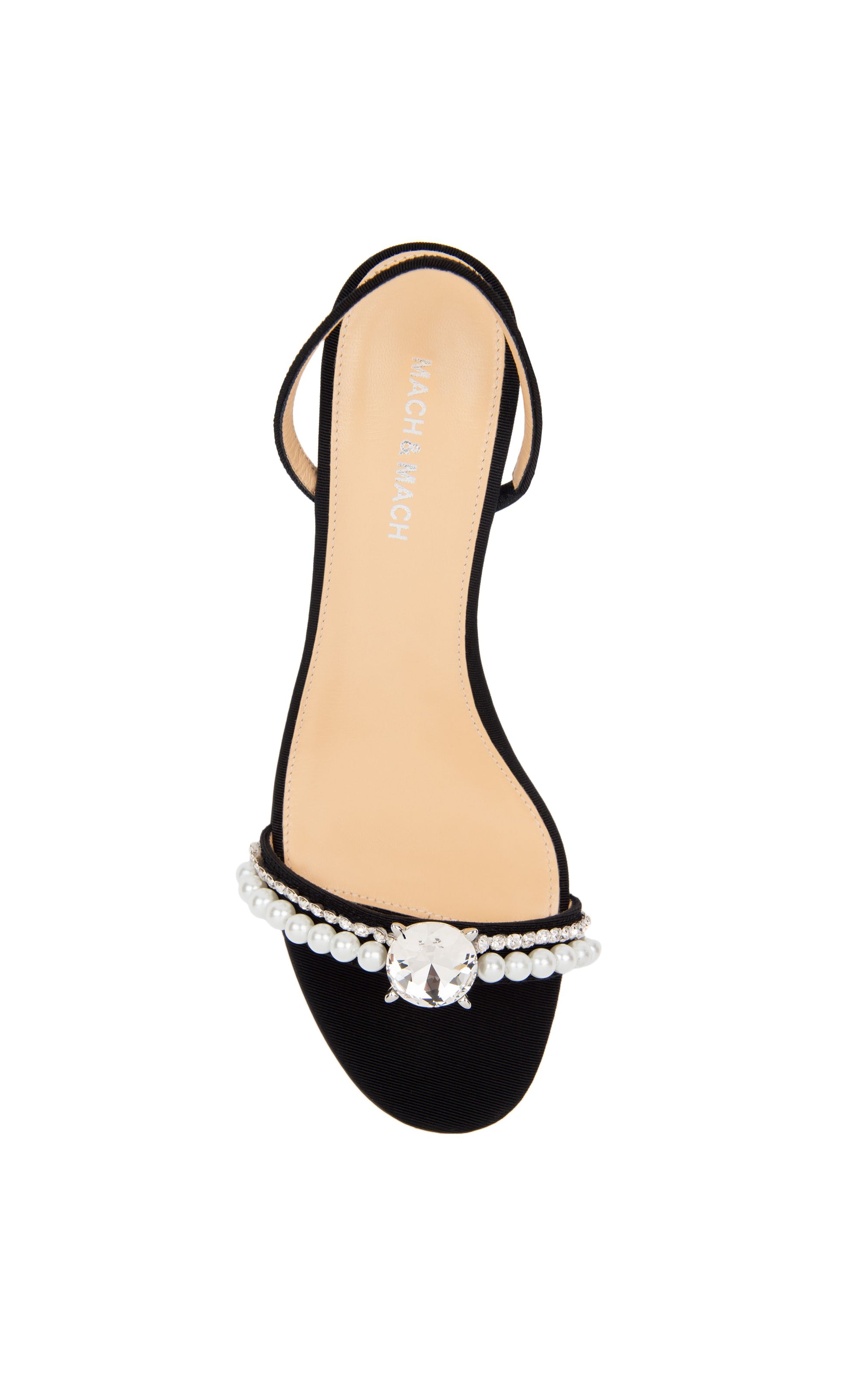 Elizabeth 55 Slingback with rhinestones and pearls - Black