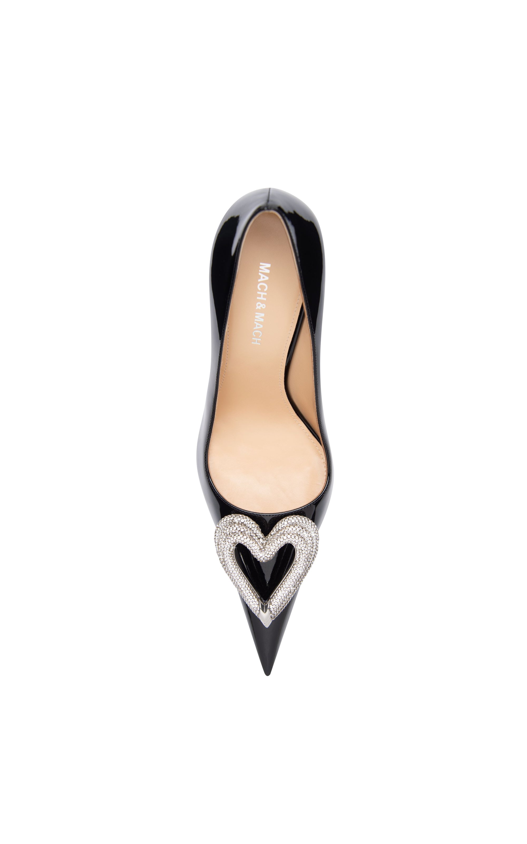 Escarpins Triple Heart 110 en cuir verni & strass - Black
