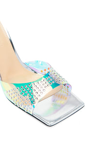 Mules à talon Star 95 ornées de strass - Iridescent