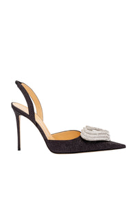 Triple Heart 95 Slingback with rhinestones - Black