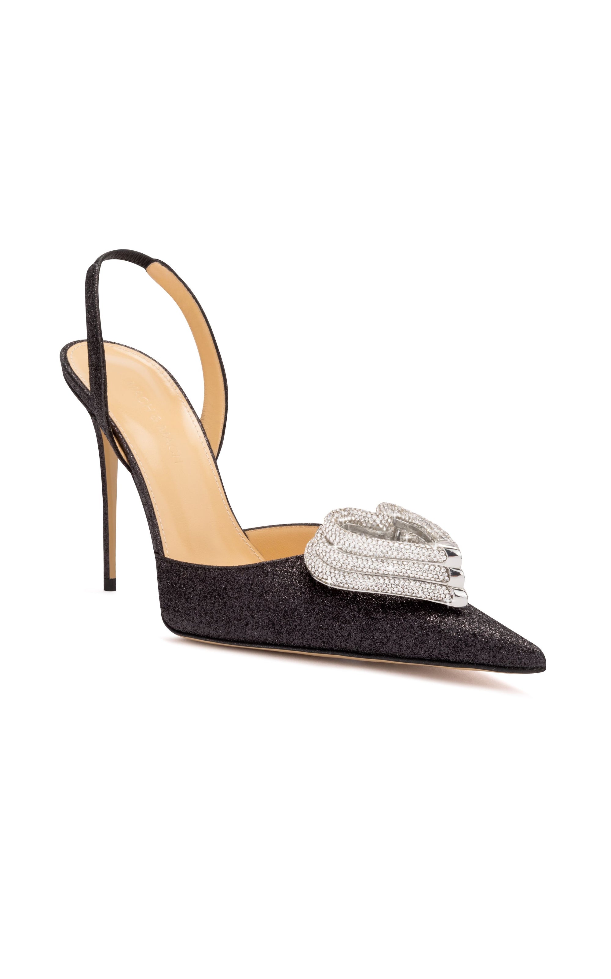 Triple Heart 95 Slingback with rhinestones - Black