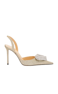 Triple Heart 110 glitter and rhinestone slingback - Champagne