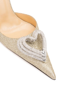 Triple Heart 110 glitter and rhinestone slingback - Champagne