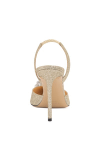 Triple Heart 110 glitter and rhinestone slingback - Champagne