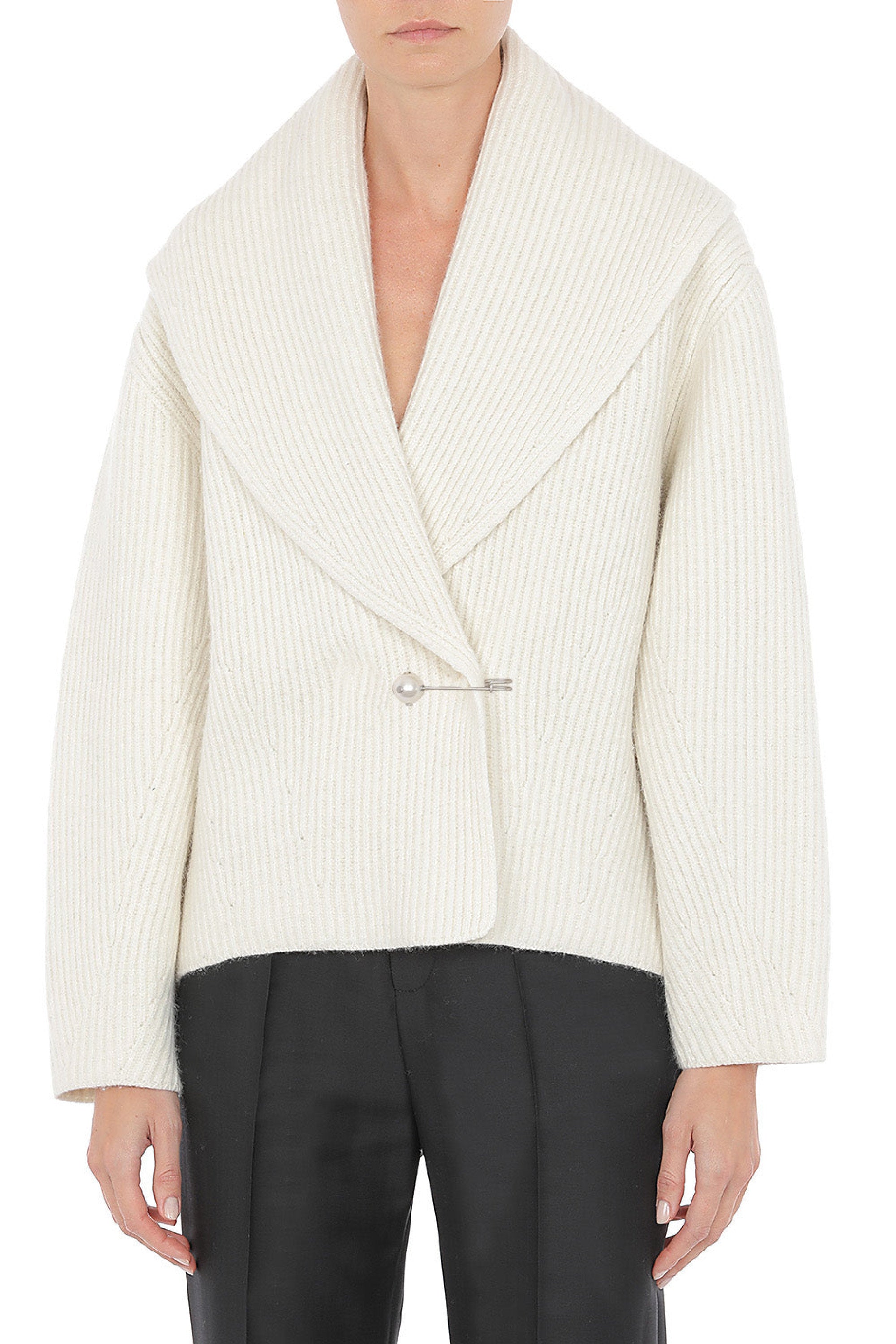 Veste structurée en laine et soie - Ivory