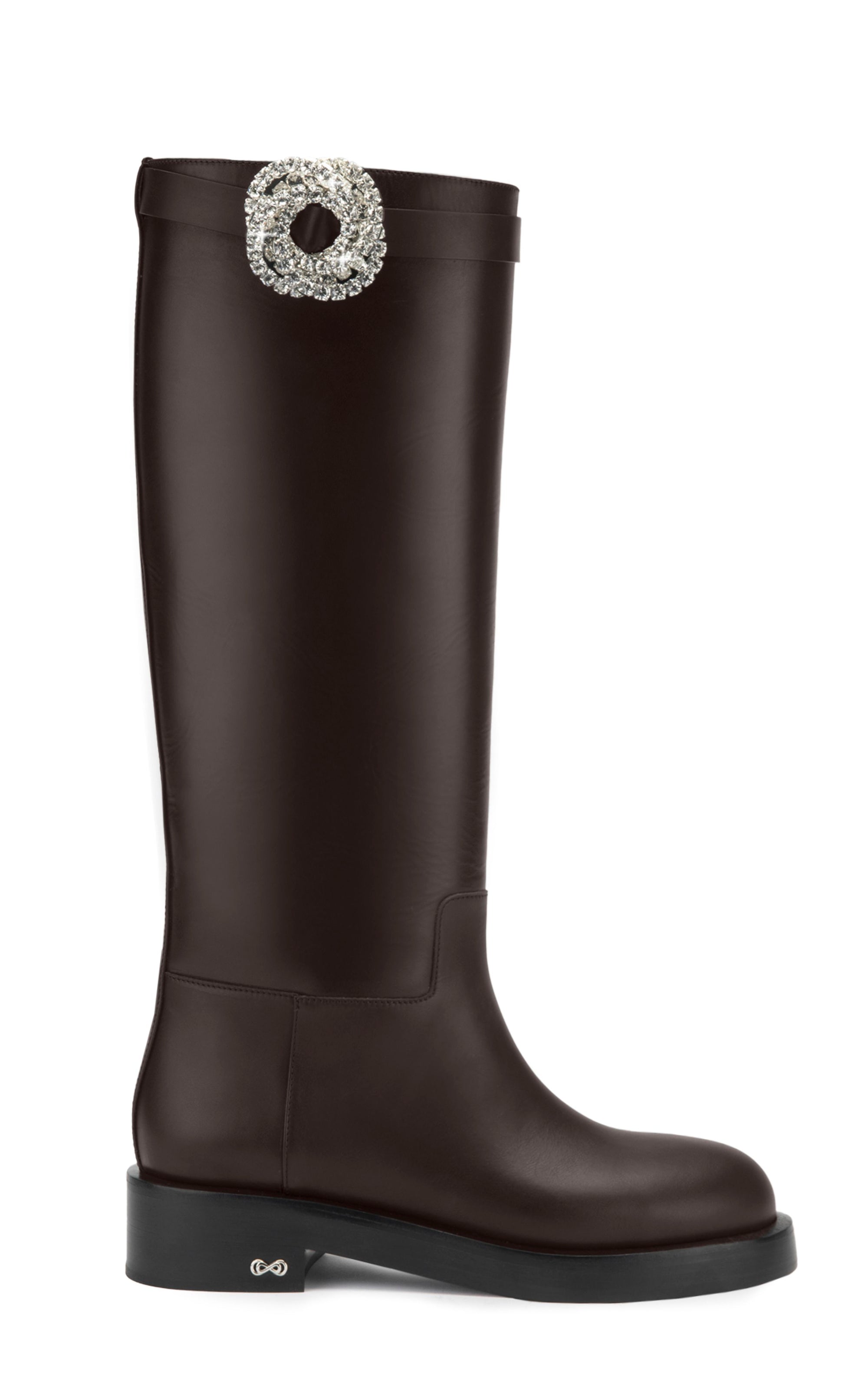 Galaxy 40 leather & rhinestone boots - Dark Brown