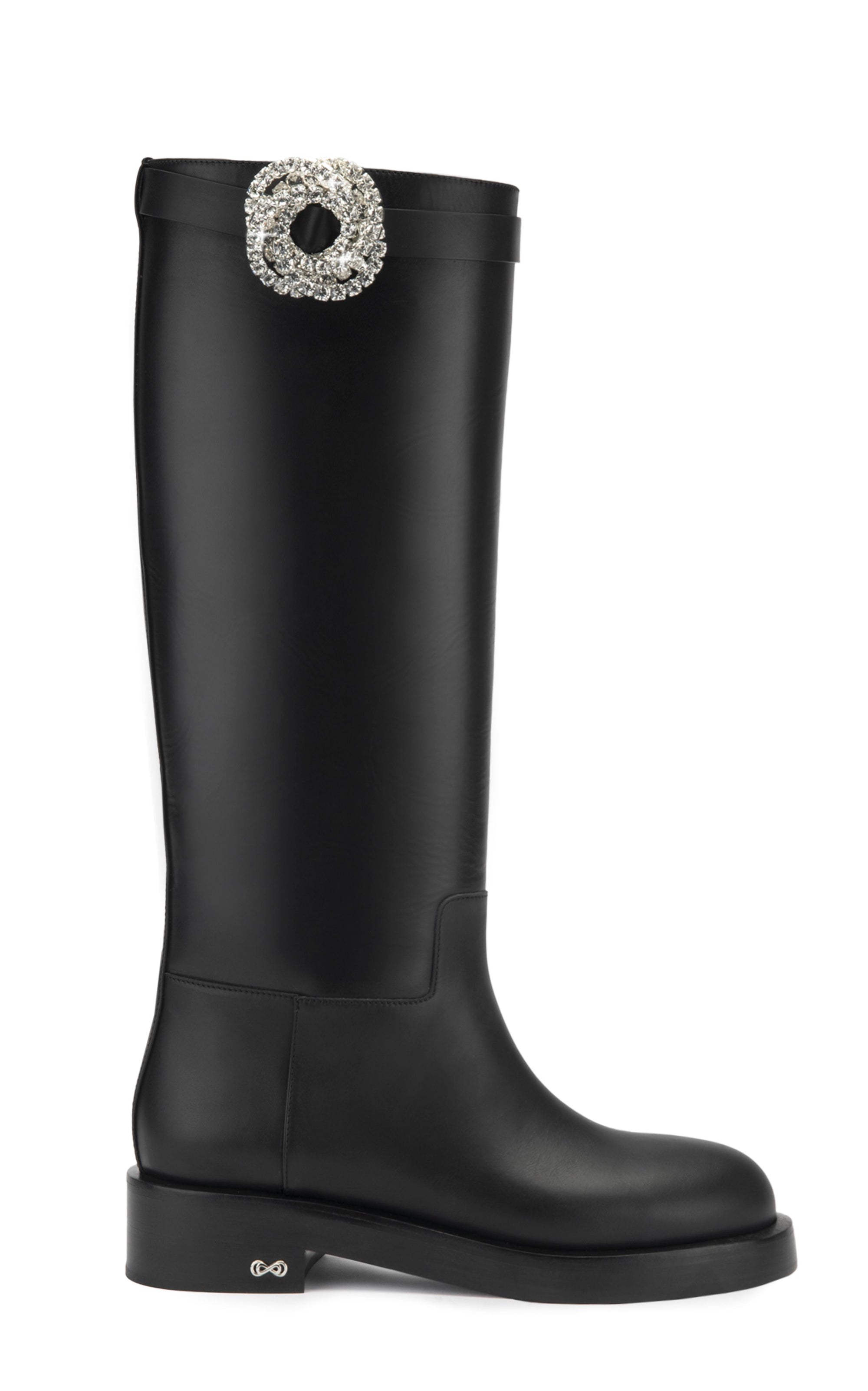 Galaxy 40 leather & rhinestone boots - Black