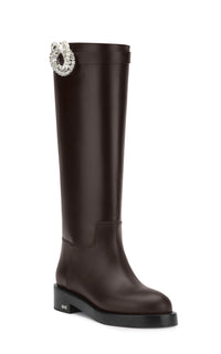 Galaxy 40 leather & rhinestone boots - Black