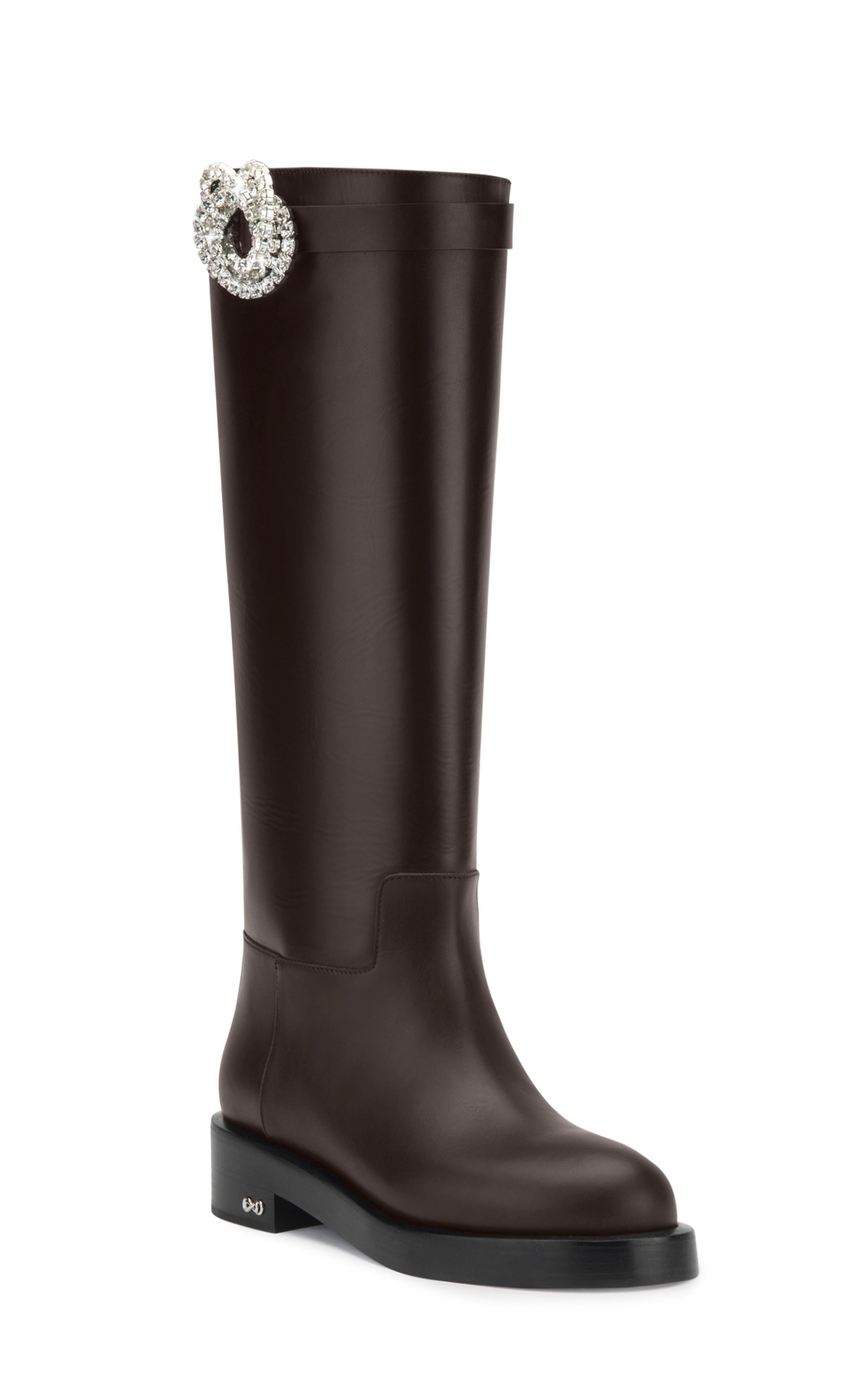 Galaxy 40 leather & rhinestone boots - Black