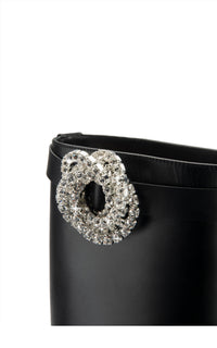 Galaxy 40 leather & rhinestone boots - Black